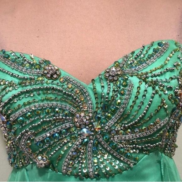 NWT Sherri Hill Prom Dress Size 2 Pastel Green Rhinestone Mini Style 3846 - Picture 3 of 9